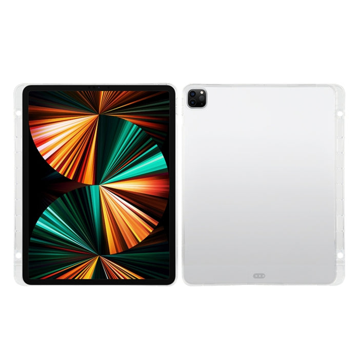 Para iPad Pro 12,9 2022/2021, funda protectora transparente de silicona TPU todo incluido para tableta anticaída con ranura para bolígrafo