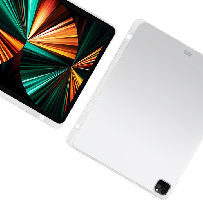Para iPad Pro 12,9 2022/2021, funda protectora transparente de silicona TPU todo incluido para tableta anticaída con ranura para bolígrafo
