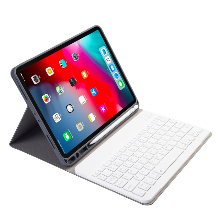 RK11 para iPad Pro 11 pulgadas textura de seda teclado Bluetooth desmontable Funda de cuero para tableta con ranura para bolígrafo y función de soporte