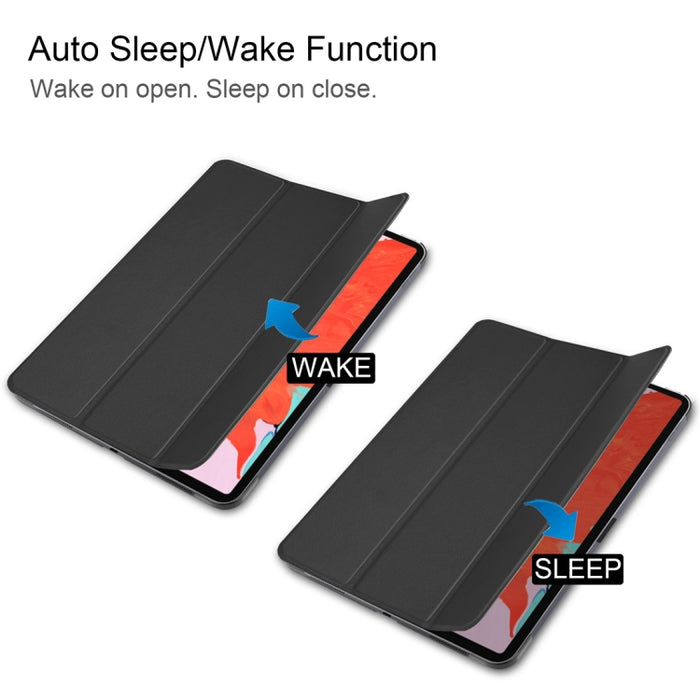Funda de cuero PU con tapa horizontal Custer Texture para iPad Pro de 12,9 pulgadas (2018), con soporte plegable triple y función de suspensión / activación