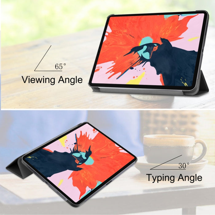 Funda de cuero PU con tapa horizontal Custer Texture para iPad Pro de 12,9 pulgadas (2018), con soporte plegable triple y función de suspensión / activación