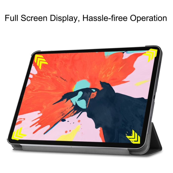 Funda de cuero PU con tapa horizontal Custer Texture para iPad Pro de 12,9 pulgadas (2018), con soporte plegable triple y función de suspensión / activación