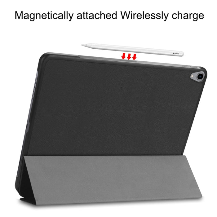 Funda de cuero PU con tapa horizontal Custer Texture para iPad Pro de 12,9 pulgadas (2018), con soporte plegable triple y función de suspensión / activación