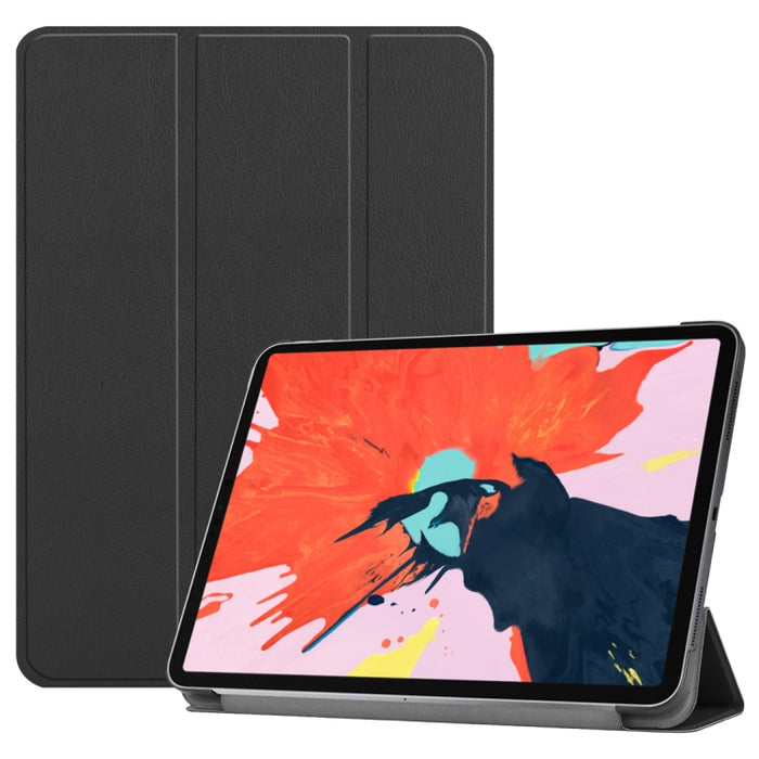 Funda de cuero PU con tapa horizontal Custer Texture para iPad Pro de 12,9 pulgadas (2018), con soporte plegable triple y función de suspensión / activación