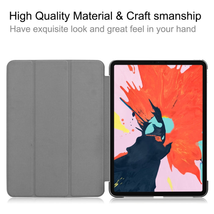 Funda de cuero PU con tapa horizontal Custer Texture para iPad Pro de 12,9 pulgadas (2018), con soporte plegable triple y función de suspensión / activación