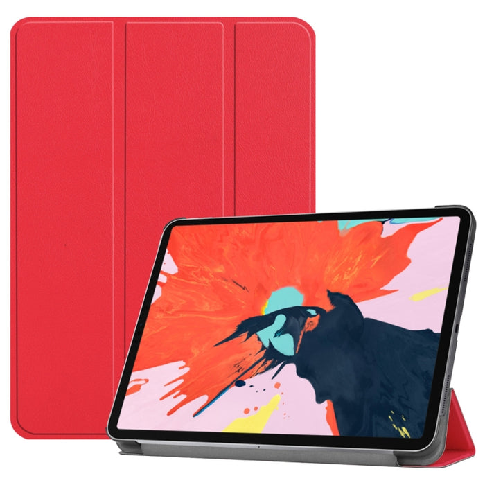 Funda de cuero PU con tapa horizontal Custer Texture para iPad Pro de 12,9 pulgadas (2018), con soporte plegable triple y función de suspensión / activación