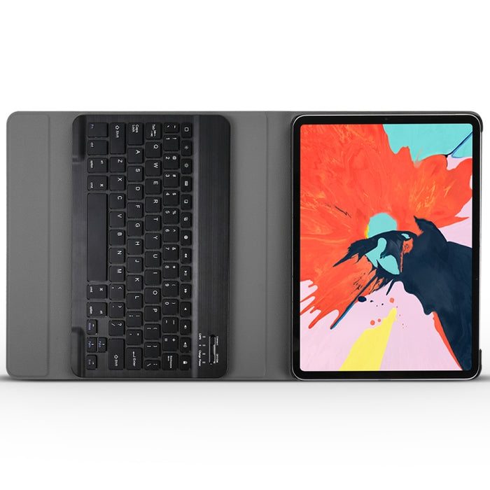 Teclado Bluetooth desmontable + Funda para tableta de cuero con tapa horizontal con textura cepillada y soporte para iPad Pro de 11 pulgadas (2018)