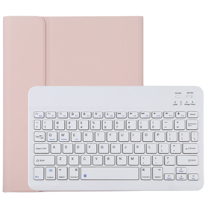 TG11B Teclado blanco Bluetooth desmontable + Funda de cuero de microfibra para tableta para iPad Pro de 11 pulgadas (2020), con ranura para bolígrafo y soporte