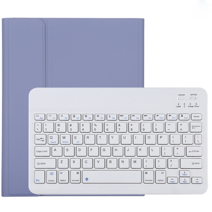 TG11B Teclado blanco Bluetooth desmontable + Funda de cuero de microfibra para tableta para iPad Pro de 11 pulgadas (2020), con ranura para bolígrafo y soporte