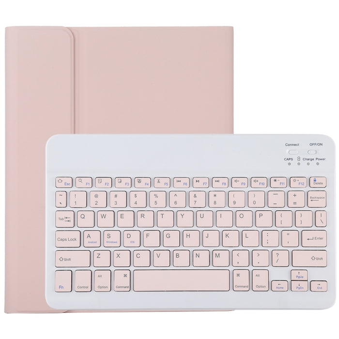 TG11B Teclado rosa Bluetooth desmontable + Funda de cuero de microfibra para tableta para iPad Pro de 11 pulgadas (2020), con ranura para bolígrafo y soporte