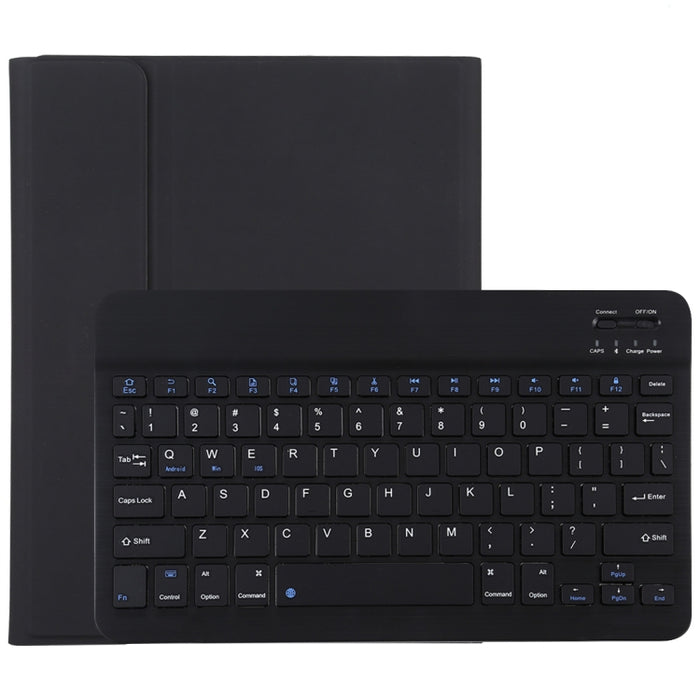 TG11B Teclado negro Bluetooth desmontable + Funda de cuero de microfibra para tableta para iPad Pro de 11 pulgadas (2020), con ranura para bolígrafo y soporte