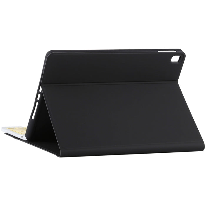 TG11B Teclado amarillo Bluetooth desmontable + Funda de cuero de microfibra para tableta para iPad Pro de 11 pulgadas (2020), con ranura para bolígrafo y soporte
