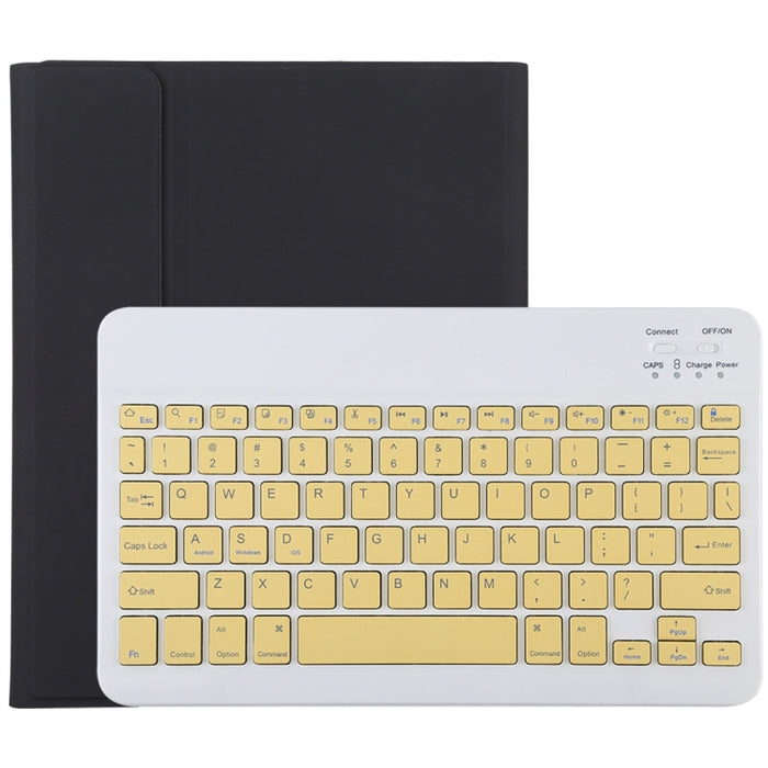 TG11B Teclado amarillo Bluetooth desmontable + Funda de cuero de microfibra para tableta para iPad Pro de 11 pulgadas (2020), con ranura para bolígrafo y soporte
