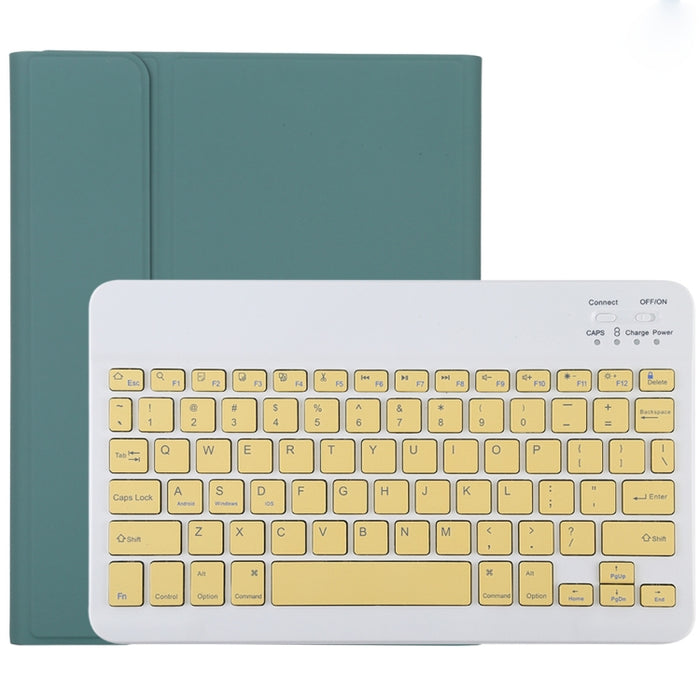 TG11B Teclado amarillo Bluetooth desmontable + Funda de cuero de microfibra para tableta para iPad Pro de 11 pulgadas (2020), con ranura para bolígrafo y soporte