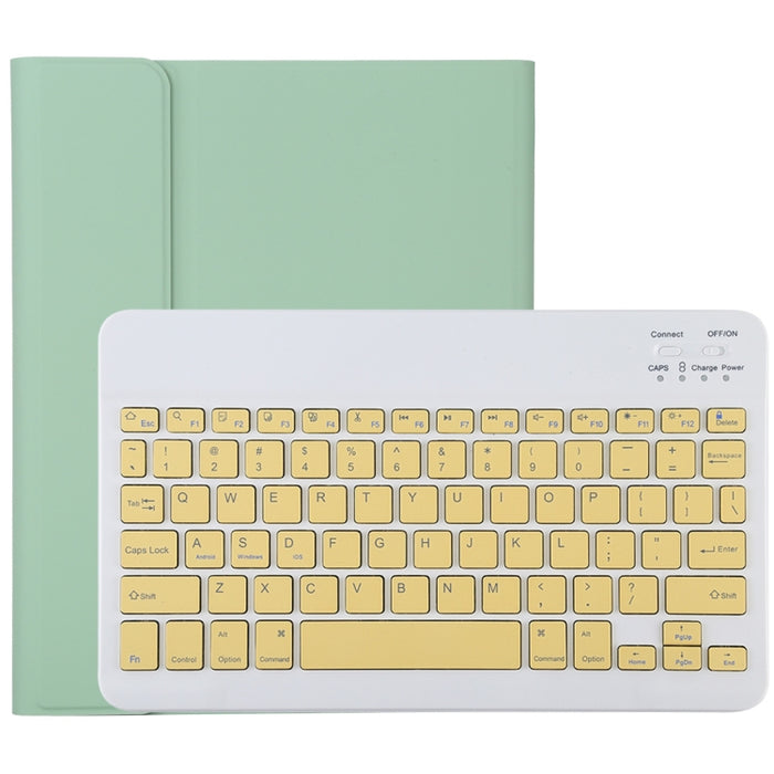TG11B Teclado amarillo Bluetooth desmontable + Funda de cuero de microfibra para tableta para iPad Pro de 11 pulgadas (2020), con ranura para bolígrafo y soporte