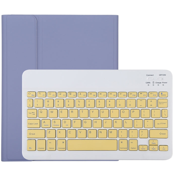 TG11B Teclado amarillo Bluetooth desmontable + Funda de cuero de microfibra para tableta para iPad Pro de 11 pulgadas (2020), con ranura para bolígrafo y soporte