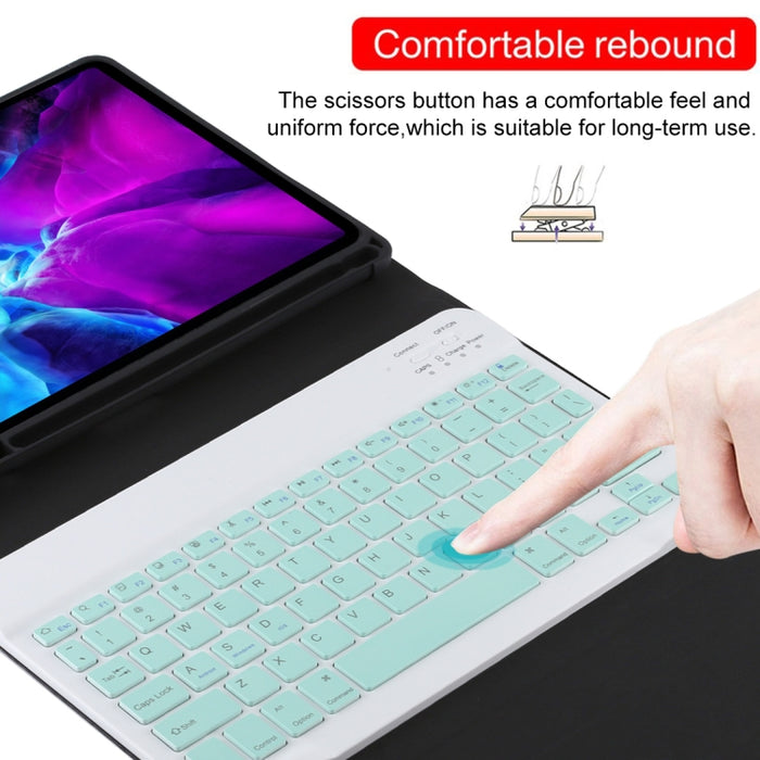 TG11B Teclado verde Bluetooth desmontable + Funda de cuero de microfibra para tableta para iPad Pro de 11 pulgadas (2020), con ranura para bolígrafo y soporte