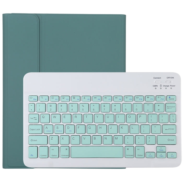 TG11B Teclado verde Bluetooth desmontable + Funda de cuero de microfibra para tableta para iPad Pro de 11 pulgadas (2020), con ranura para bolígrafo y soporte