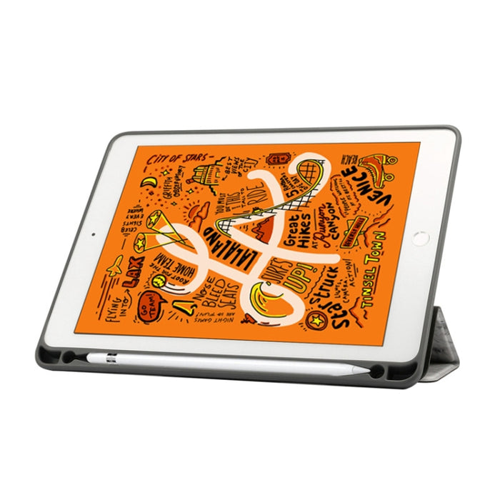 Funda de cuero con tapa horizontal con patrón de textura de mármol para iPad Air 2019 de 10,5 pulgadas, con soporte plegable triple, ranura para bolígrafo y función de suspensión/activación