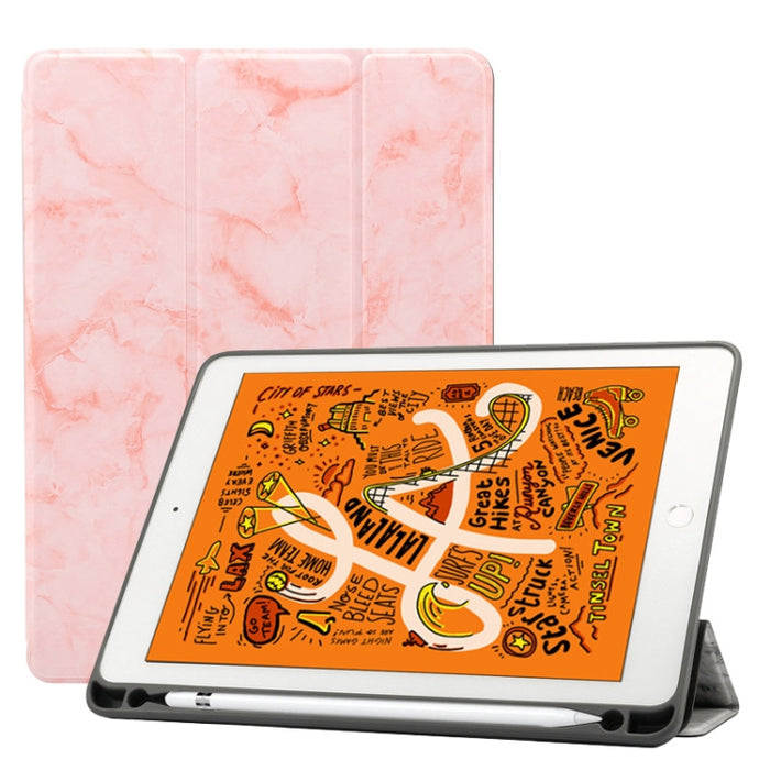 Funda de cuero con tapa horizontal con patrón de textura de mármol para iPad Air 2019 de 10,5 pulgadas, con soporte plegable triple, ranura para bolígrafo y función de suspensión/activación