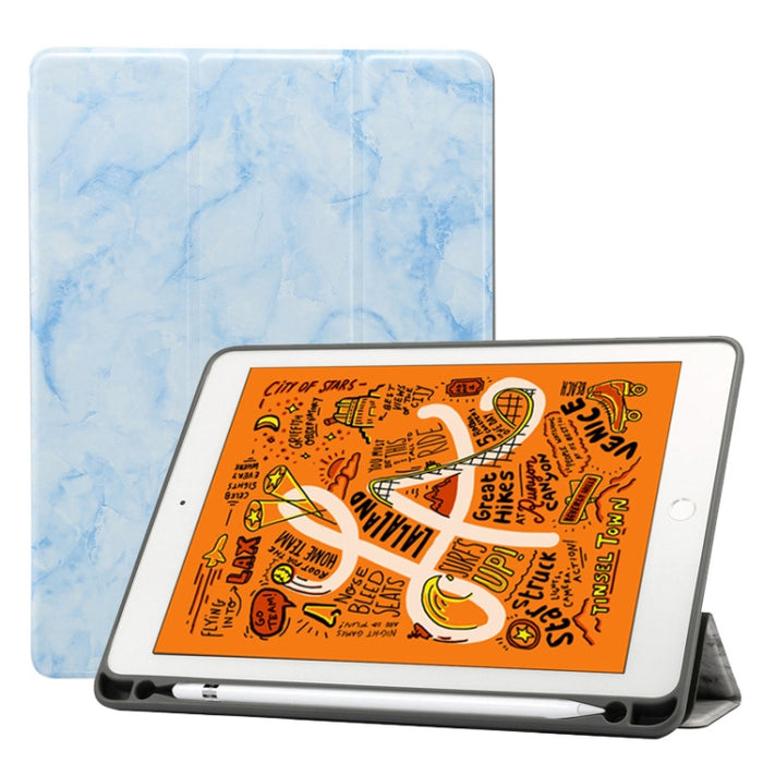 Funda de cuero con tapa horizontal con patrón de textura de mármol para iPad Air 2019 de 10,5 pulgadas, con soporte plegable triple, ranura para bolígrafo y función de suspensión/activación