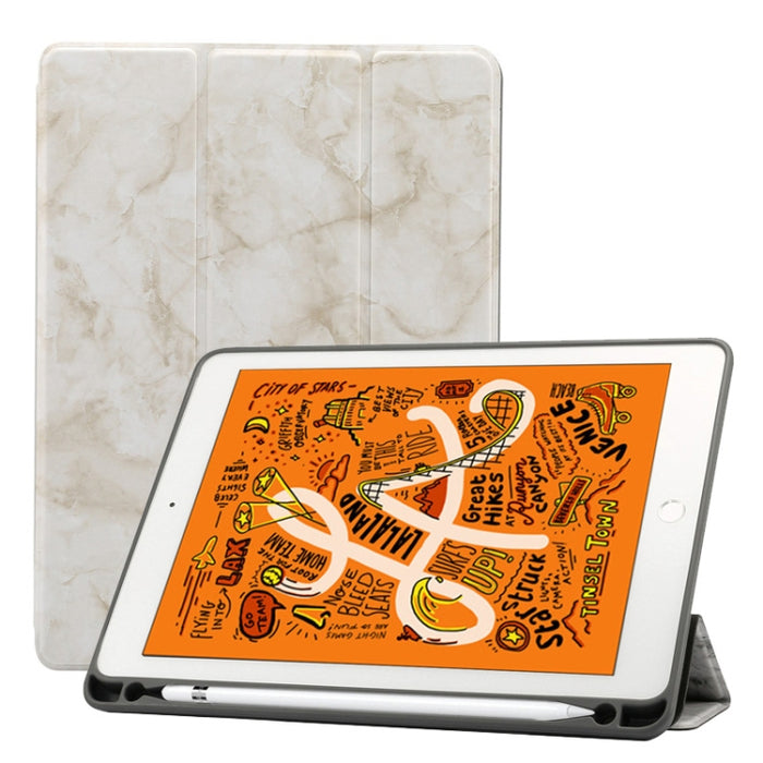 Funda de cuero con tapa horizontal con patrón de textura de mármol para iPad Air 2019 de 10,5 pulgadas, con soporte plegable triple, ranura para bolígrafo y función de suspensión/activación