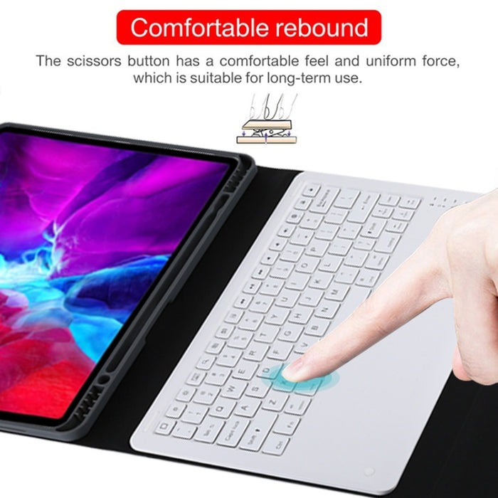 T129 Funda para tableta de cuero de microfibra con teclado blanco Bluetooth desmontable para iPad Pro de 12,9 pulgadas (2020), con soporte