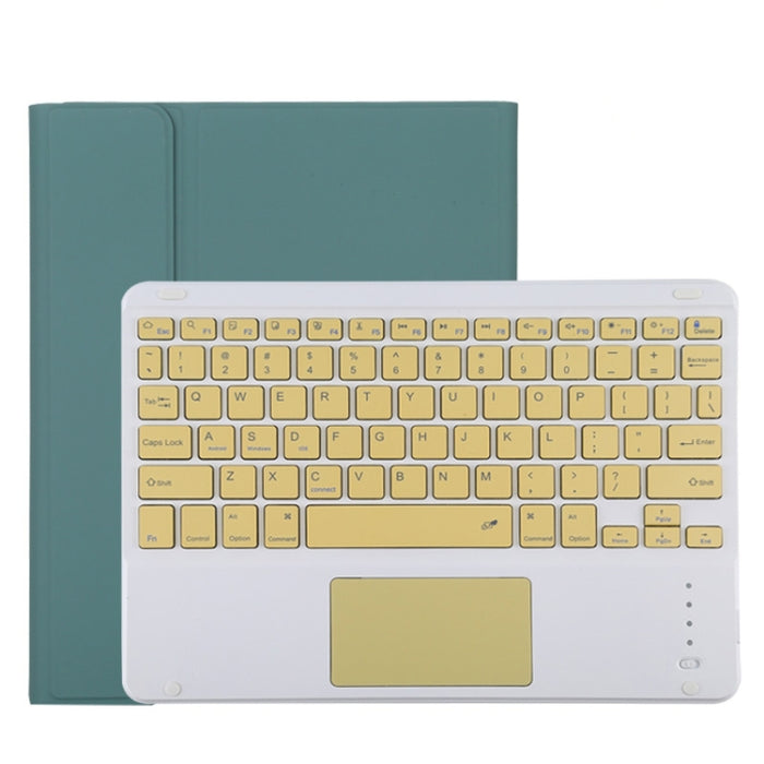 TG11BC Funda para tableta de cuero de microfibra con teclado amarillo Bluetooth desmontable para iPad Pro de 11 pulgadas (2020), con panel táctil, ranura para bolígrafo y soporte