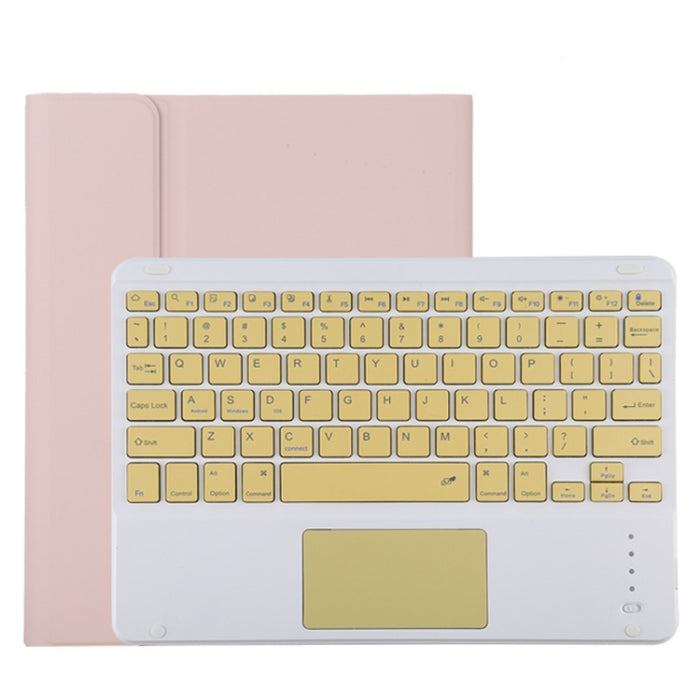 TG11BC Funda para tableta de cuero de microfibra con teclado amarillo Bluetooth desmontable para iPad Pro de 11 pulgadas (2020), con panel táctil, ranura para bolígrafo y soporte