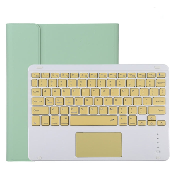TG11BC Funda para tableta de cuero de microfibra con teclado amarillo Bluetooth desmontable para iPad Pro de 11 pulgadas (2020), con panel táctil, ranura para bolígrafo y soporte
