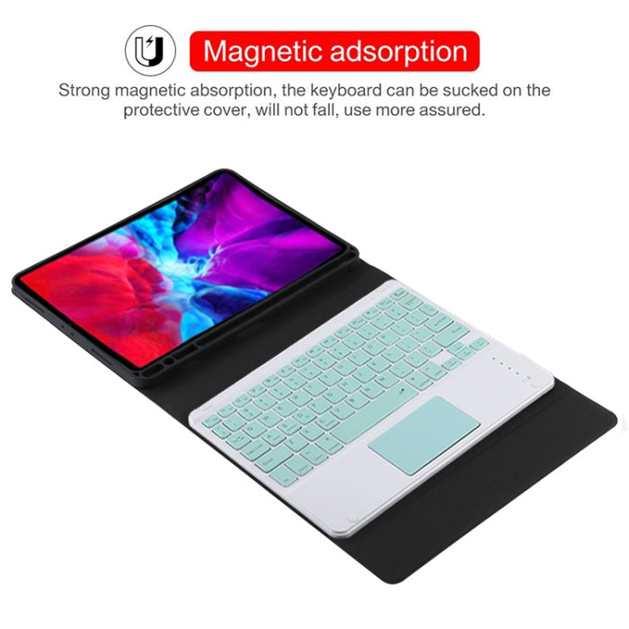 TG11BC Funda para tableta de cuero de microfibra con teclado verde Bluetooth desmontable para iPad Pro de 11 pulgadas (2020), con panel táctil, ranura para bolígrafo y soporte