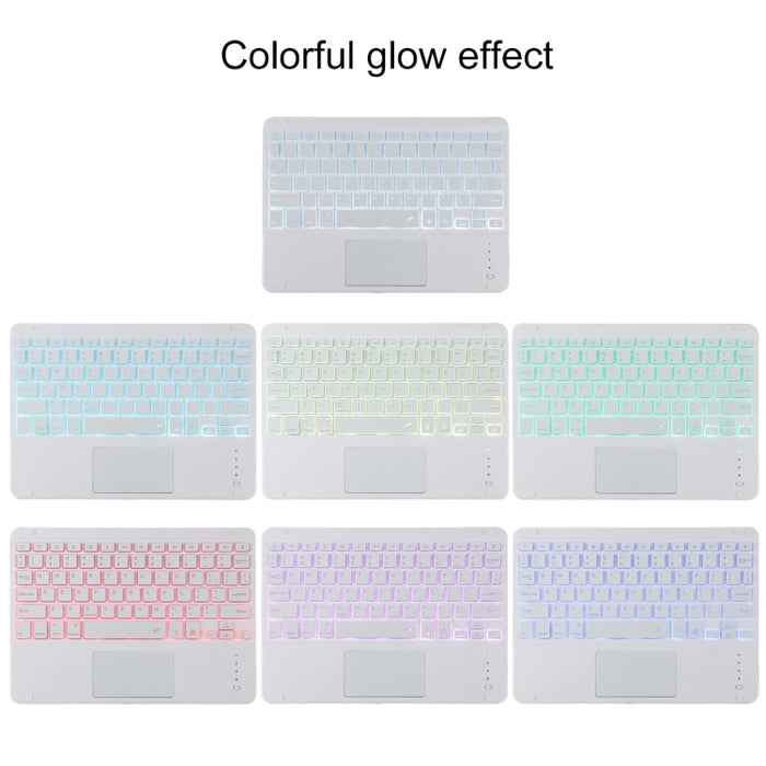 TG11BCS Funda para tableta de cuero de microfibra con teclado blanco Bluetooth desmontable para iPad Pro de 11 pulgadas (2020), con retroiluminación, panel táctil, ranura para bolígrafo y soporte