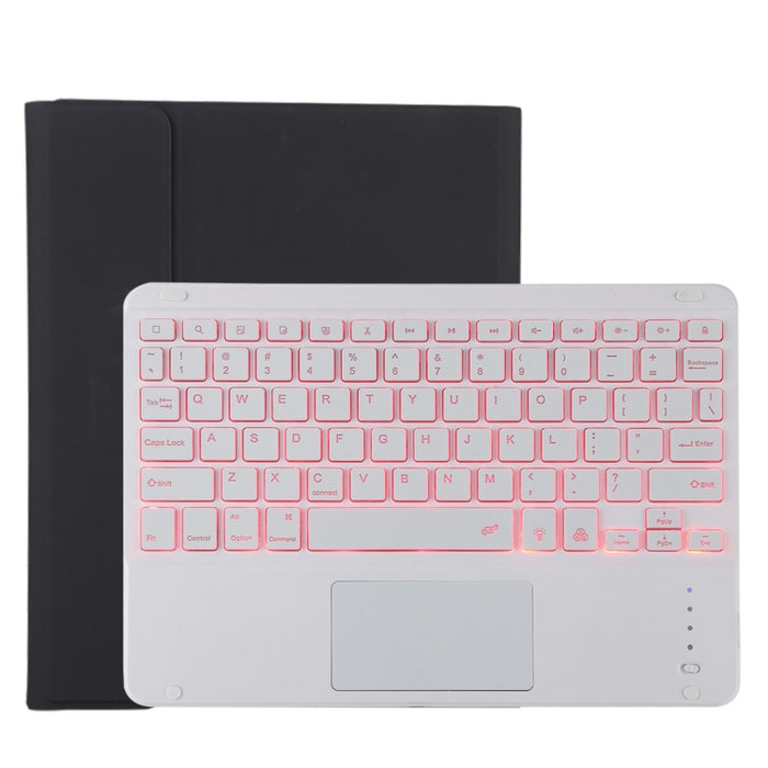 TG11BCS Funda para tableta de cuero de microfibra con teclado blanco Bluetooth desmontable para iPad Pro de 11 pulgadas (2020), con retroiluminación, panel táctil, ranura para bolígrafo y soporte