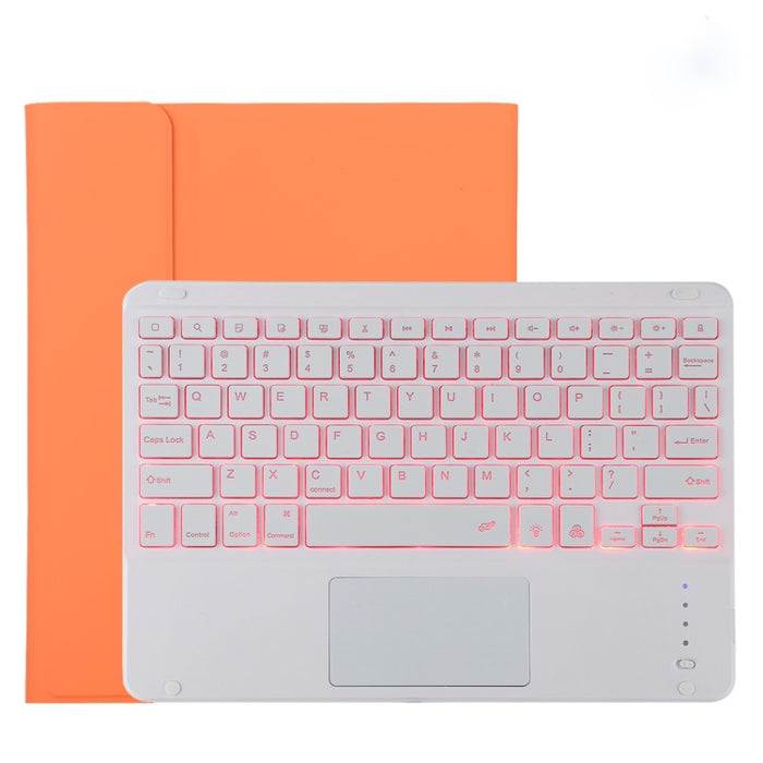 TG11BCS Funda para tableta de cuero de microfibra con teclado blanco Bluetooth desmontable para iPad Pro de 11 pulgadas (2020), con retroiluminación, panel táctil, ranura para bolígrafo y soporte