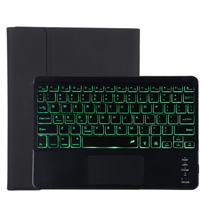 TG11BCS Funda para tableta de cuero de microfibra con teclado negro Bluetooth desmontable para iPad Pro de 11 pulgadas (2020), con retroiluminación, panel táctil, ranura para bolígrafo y soporte
