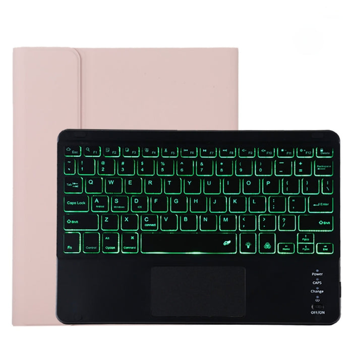 TG11BCS Funda para tableta de cuero de microfibra con teclado negro Bluetooth desmontable para iPad Pro de 11 pulgadas (2020), con retroiluminación, panel táctil, ranura para bolígrafo y soporte
