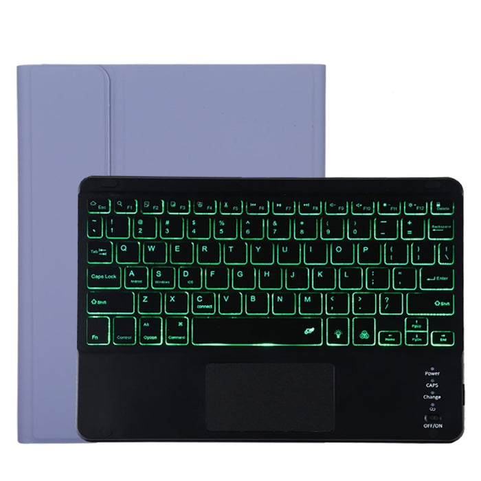 TG11BCS Funda para tableta de cuero de microfibra con teclado negro Bluetooth desmontable para iPad Pro de 11 pulgadas (2020), con retroiluminación, panel táctil, ranura para bolígrafo y soporte