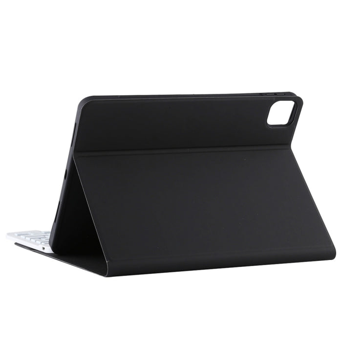 TG11BS Funda para tableta de cuero de microfibra con teclado blanco Bluetooth desmontable para iPad Pro de 11 pulgadas (2020), con retroiluminación, ranura para bolígrafo y soporte