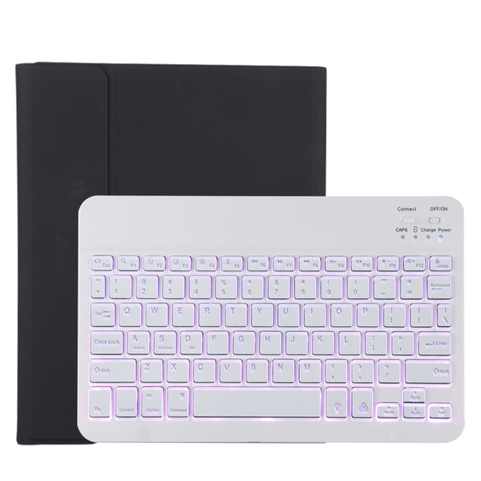 TG11BS Funda para tableta de cuero de microfibra con teclado blanco Bluetooth desmontable para iPad Pro de 11 pulgadas (2020), con retroiluminación, ranura para bolígrafo y soporte