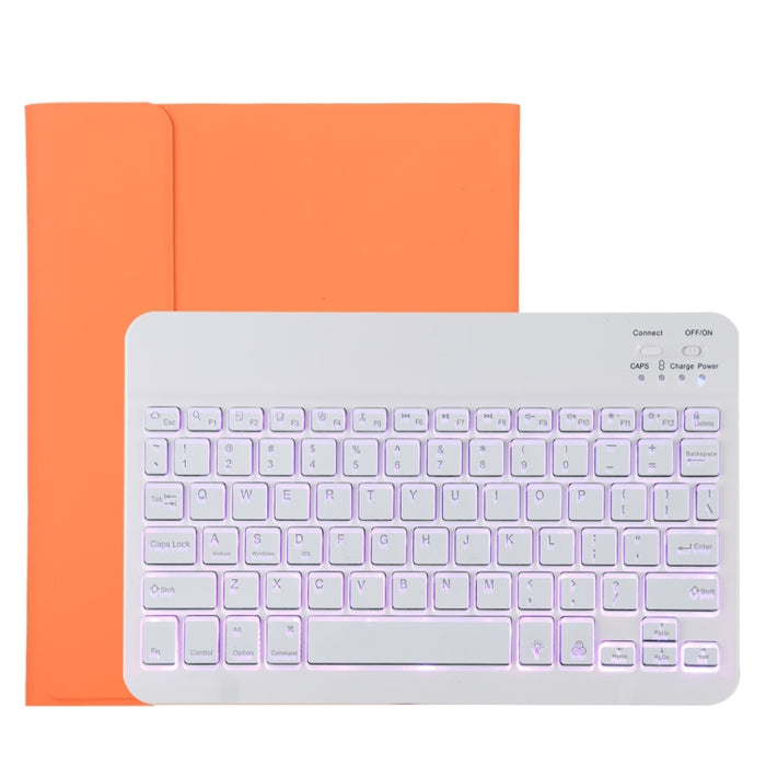 TG11BS Funda para tableta de cuero de microfibra con teclado blanco Bluetooth desmontable para iPad Pro de 11 pulgadas (2020), con retroiluminación, ranura para bolígrafo y soporte