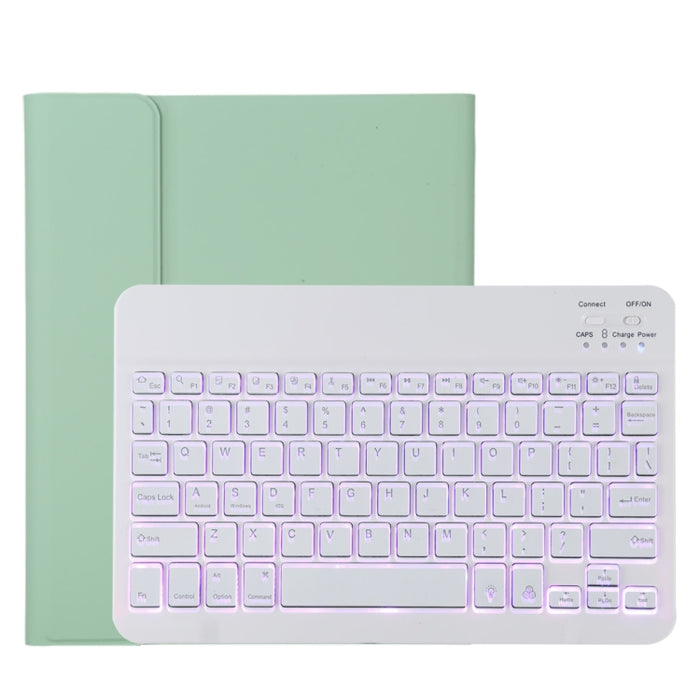 TG11BS Funda para tableta de cuero de microfibra con teclado blanco Bluetooth desmontable para iPad Pro de 11 pulgadas (2020), con retroiluminación, ranura para bolígrafo y soporte