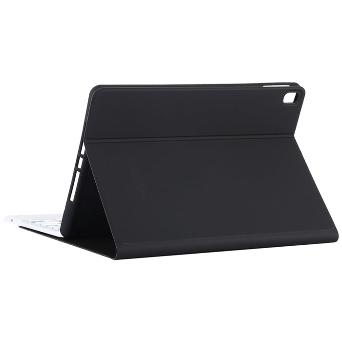 TG-102BCS Teclado blanco Bluetooth desmontable + Funda de cuero de microfibra para tableta para iPad de 10,2 pulgadas / iPad Air (2019), con panel táctil, retroiluminación, ranura para lápiz y soporte