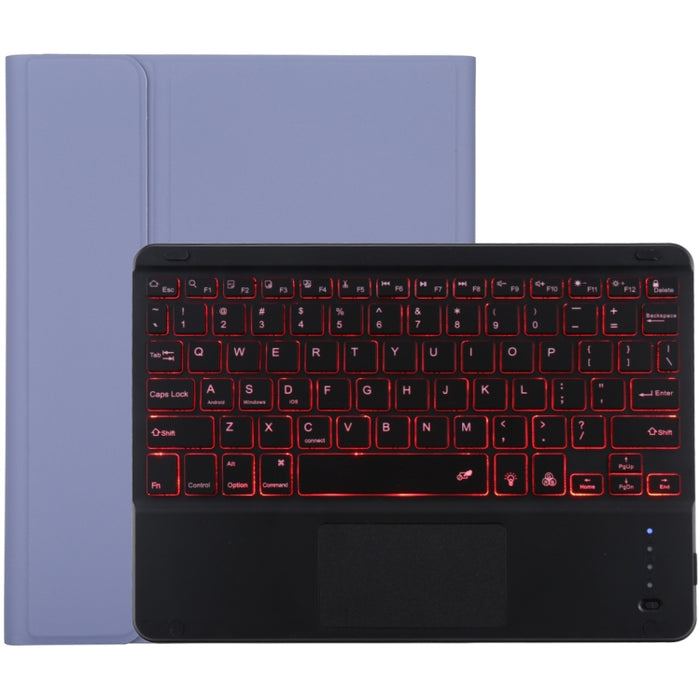TG-102BCS Teclado negro Bluetooth desmontable + Funda de cuero de microfibra para tableta para iPad de 10,2 pulgadas / iPad Air (2019), con panel táctil, retroiluminación, ranura para bolígrafo y soporte