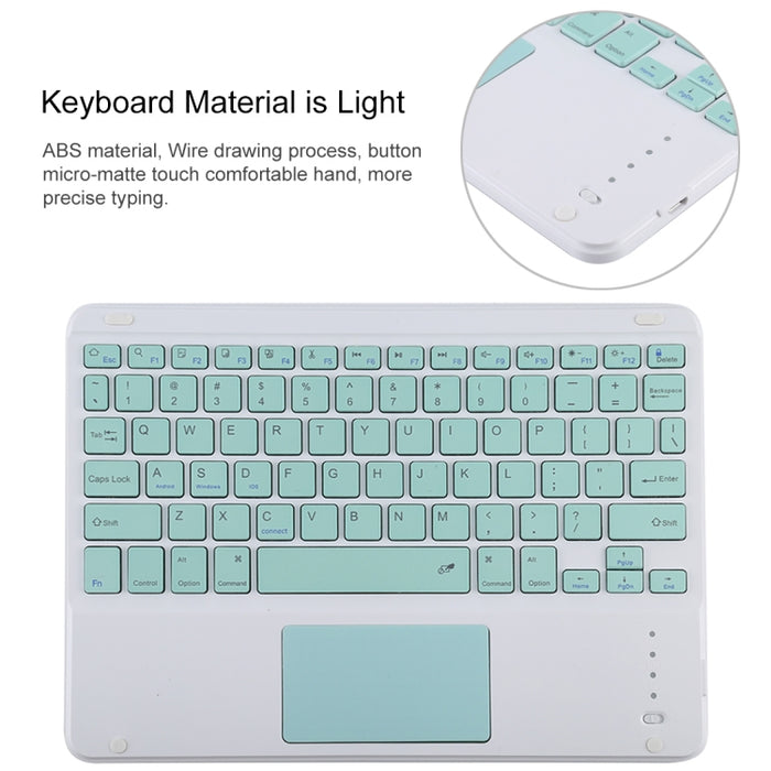 TG-102BC Teclado verde Bluetooth desmontable + Funda de cuero de microfibra para tableta para iPad de 10,2 pulgadas / iPad Air (2019), con panel táctil, ranura para lápiz y soporte