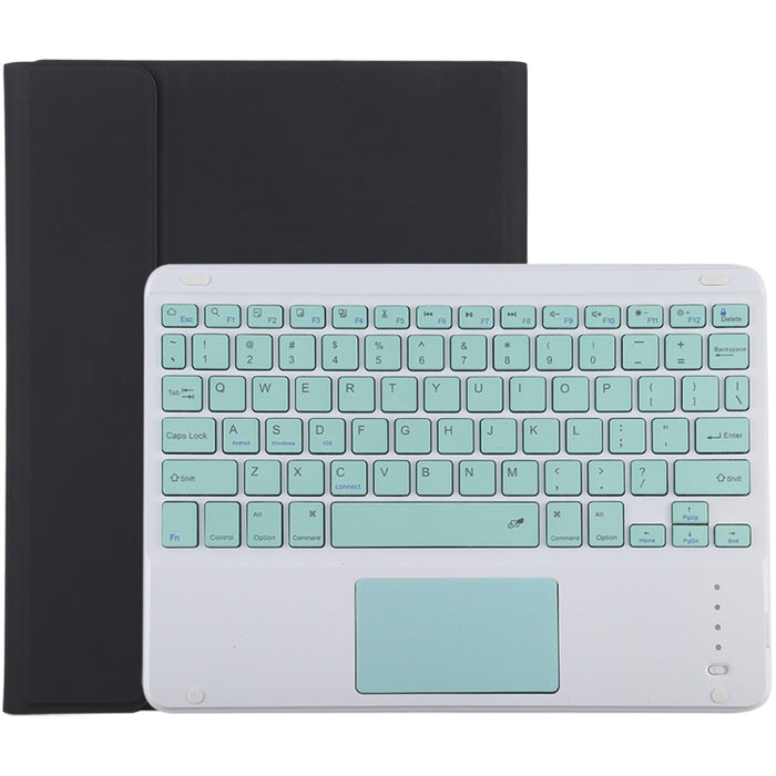 TG-102BC Teclado verde Bluetooth desmontable + Funda de cuero de microfibra para tableta para iPad de 10,2 pulgadas / iPad Air (2019), con panel táctil, ranura para lápiz y soporte