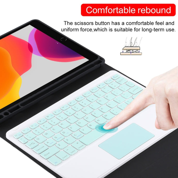 TG-102BC Teclado verde Bluetooth desmontable + Funda de cuero de microfibra para tableta para iPad de 10,2 pulgadas / iPad Air (2019), con panel táctil, ranura para lápiz y soporte