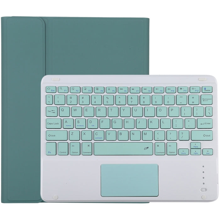 TG-102BC Teclado verde Bluetooth desmontable + Funda de cuero de microfibra para tableta para iPad de 10,2 pulgadas / iPad Air (2019), con panel táctil, ranura para lápiz y soporte