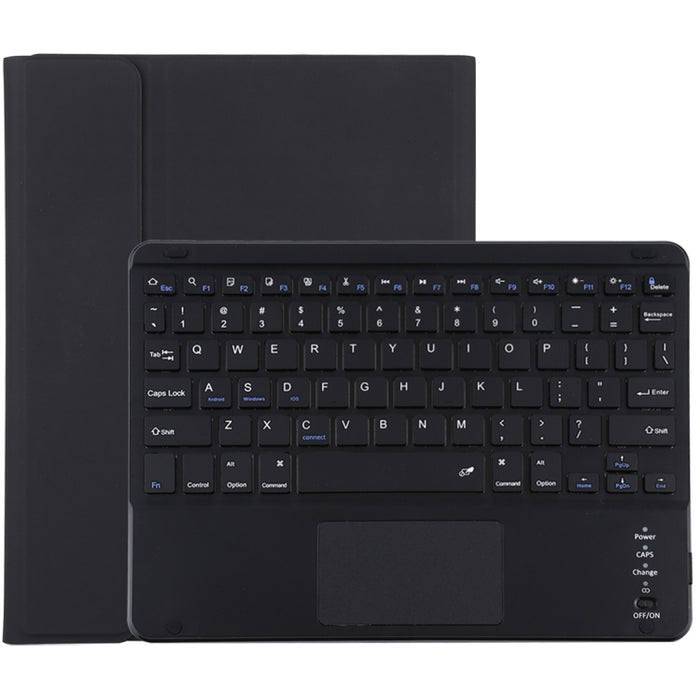 TG97BC Teclado negro Bluetooth desmontable + Funda de cuero de microfibra para tableta para iPad de 9,7 pulgadas, con panel táctil, ranura para bolígrafo y soporte