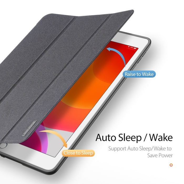 Para iPad 10.2 DUX DUCIS Domo Series Funda de cuero PU magnética con tapa horizontal con soporte plegable triple y ranura para bolígrafo y función de suspensión / activación
