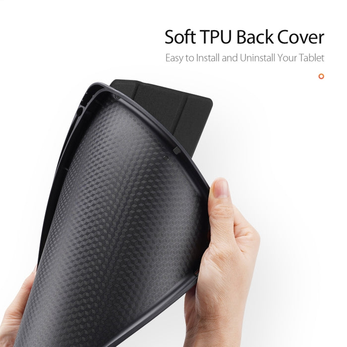 Para iPad 10.2 DUX DUCIS Domo Series Funda de cuero PU magnética con tapa horizontal con soporte plegable triple y ranura para bolígrafo y función de suspensión / activación